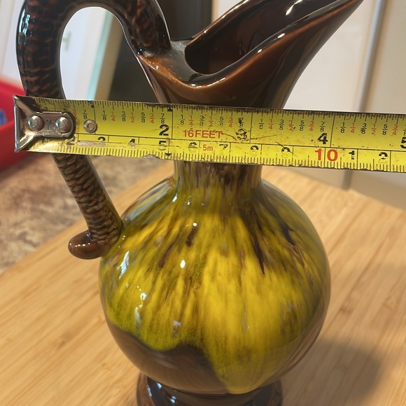 Vintage Mid Century Modern Brown & Yellow Glazed Jug Pitcher Vase MCM 70’s Japan - Picture 6 of 7